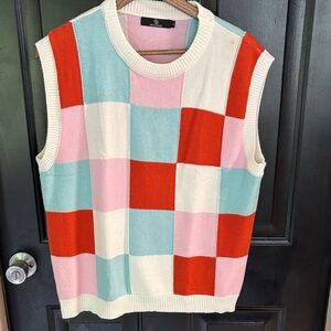 Color Block Sleeveless Sweater size large